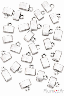 Metallanhänger - 10 mm x 5 mm, Loch 3 mm - silber